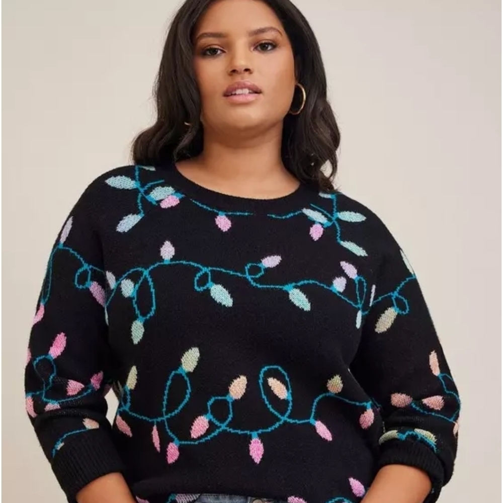 Torrid Black Sweater with Multicolor Light Design